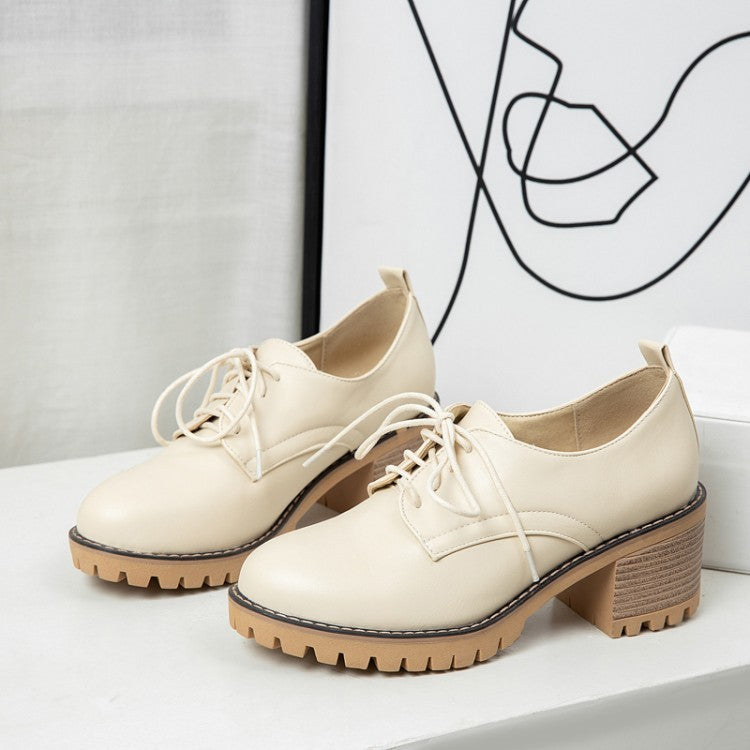 Lace-up Thick-heel Student Small Leather Shoes Women's Spring And Autumn Single Shoes