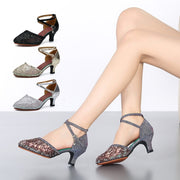 Latin Dance Shoes Female Adult Mid Heel Summer