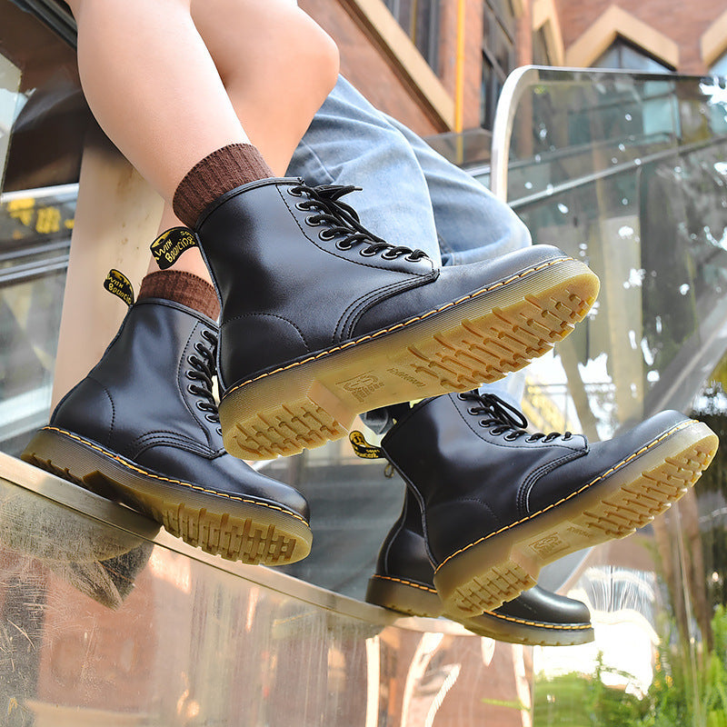 Two-Layer Cowhide Martin Boots Short Couple Leather Boots