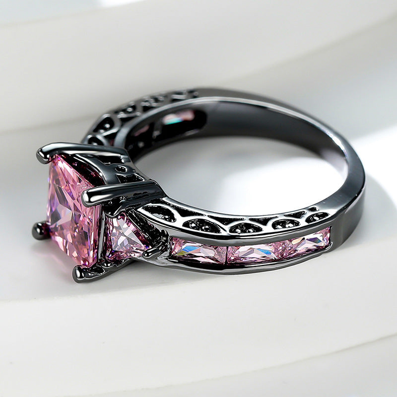 Personalized Diamond Square Diamond Couple Ring