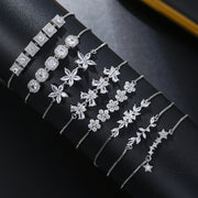 1pcs Fashionable Zircon Bracelet Silver Flower Leaf Drawstring Design Chain Inlaid Gold-plated Bracelet Suitable For Women's Daily Holiday Wear