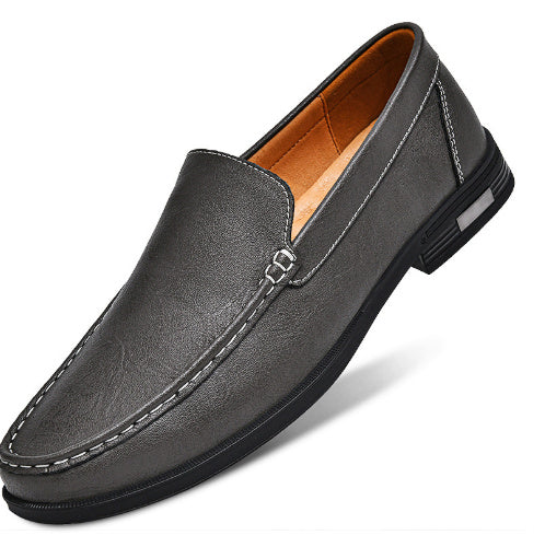 British Casual White Shoes Business Formal Wear Slip-on Hollowed-out Breathable Leather Shoes