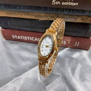 Oval Mesh Belt Retro Golden Simple Graceful Backflow Gold-plated Quartz Watch