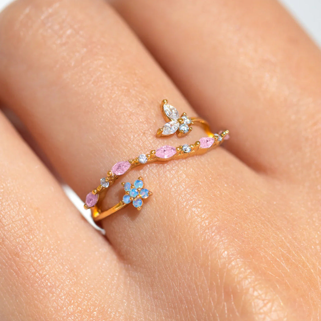 New Ins Style Heart-shaped Open Adjustable Ring