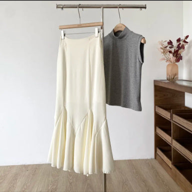 Women's Black High Waist Slimming Fishtail Skirt