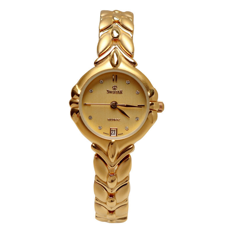 Retro Minority Round Senior Placer Gold Bracelet Women's All-match Small Gold Watch
