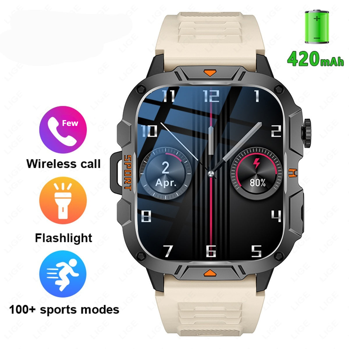 Square Large Screen Multi-function Sports Running Heart Rate Smart Watch