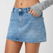 Slim Casual Stretch Washed Denim Skirt Women