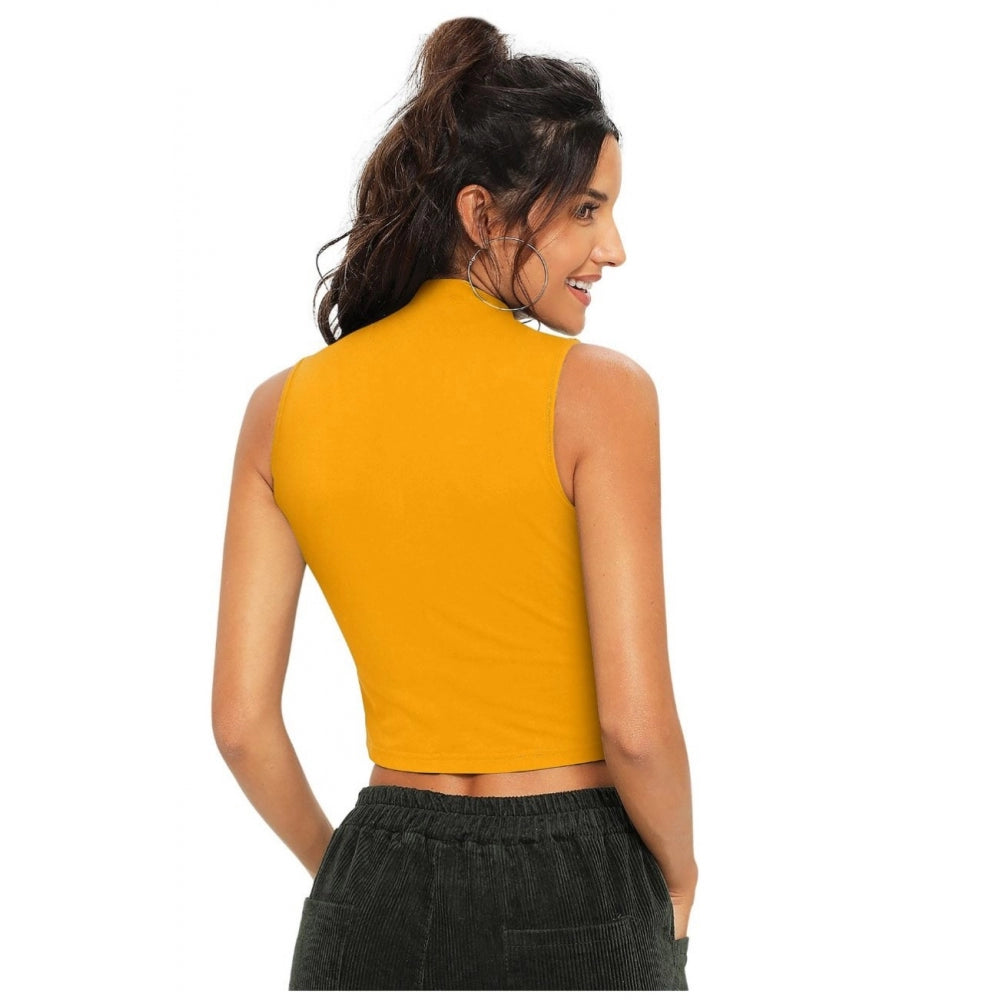 Women's Polyester, Knitting Western Wear Tops (Yellow)