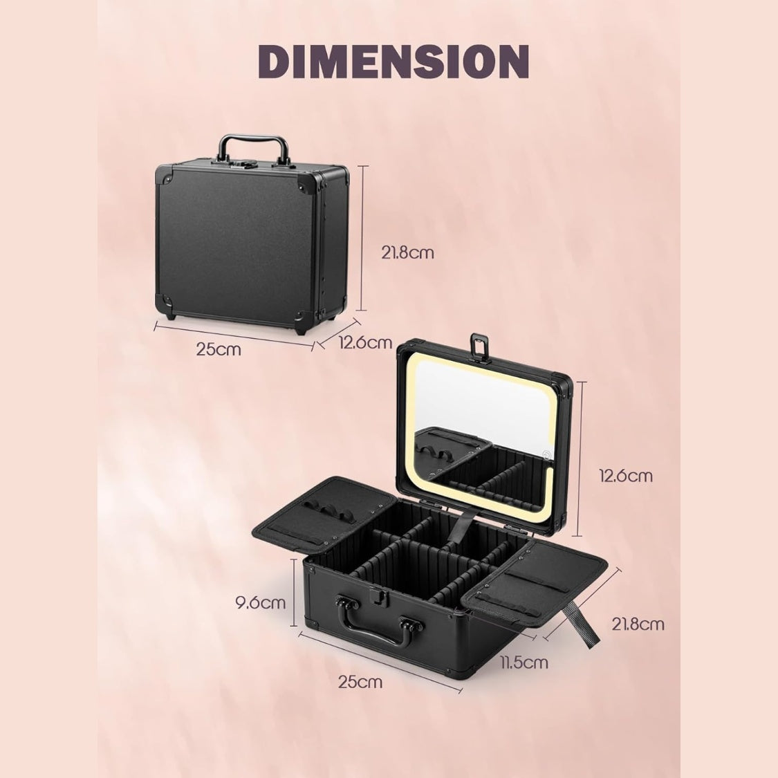 Makeup Box With A Detachable Lighted Mirror