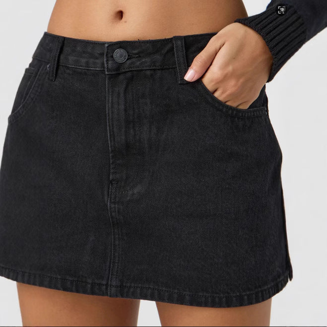 Slim Casual Stretch Washed Denim Skirt Women
