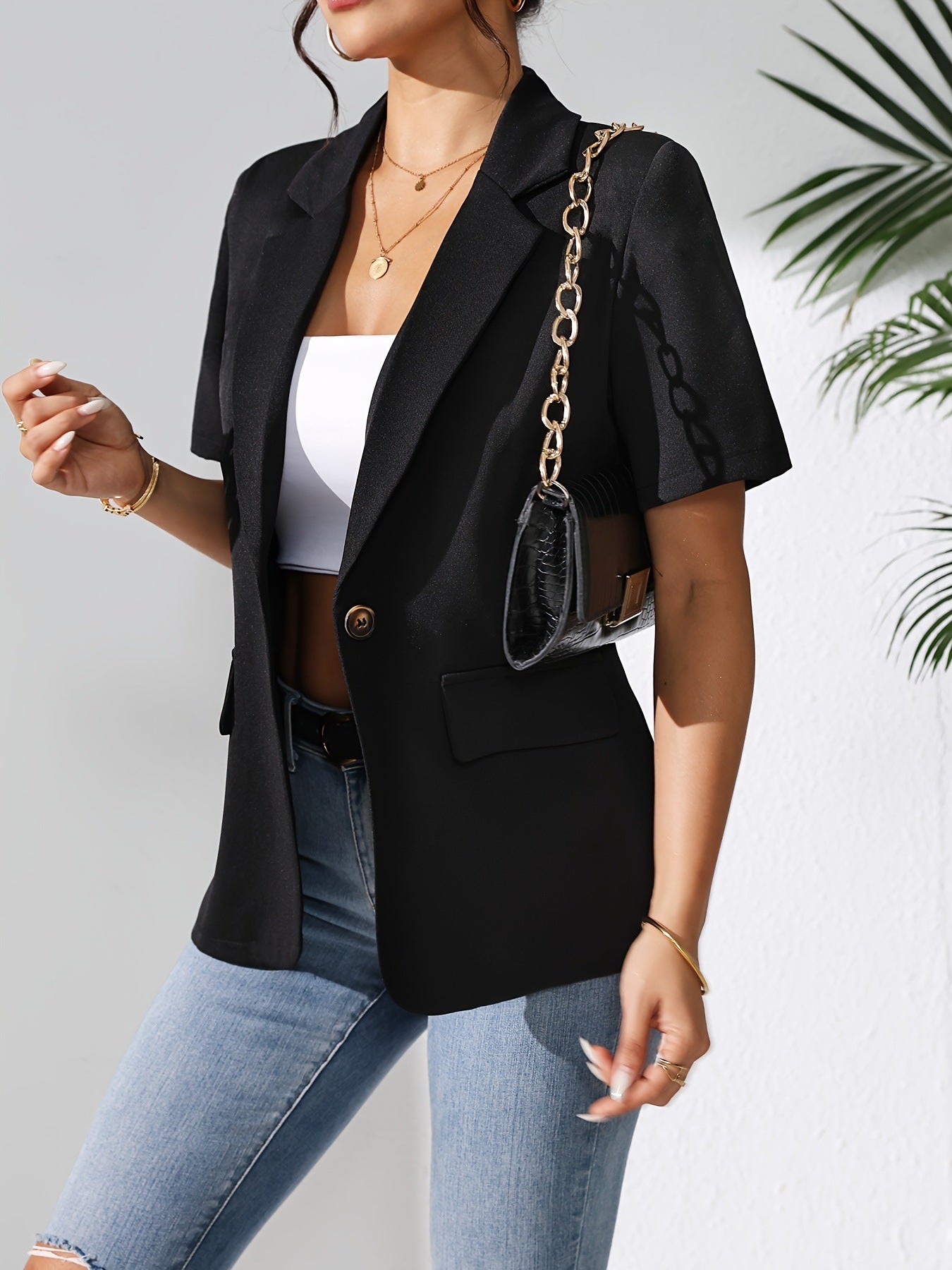 Woman Fashion Solid Color Casual Jacket