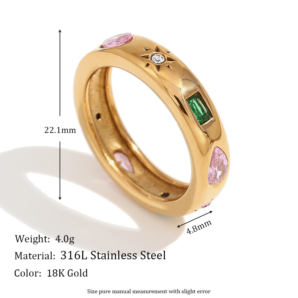 Water Drop Geometry Color Zircon Ring For Women
