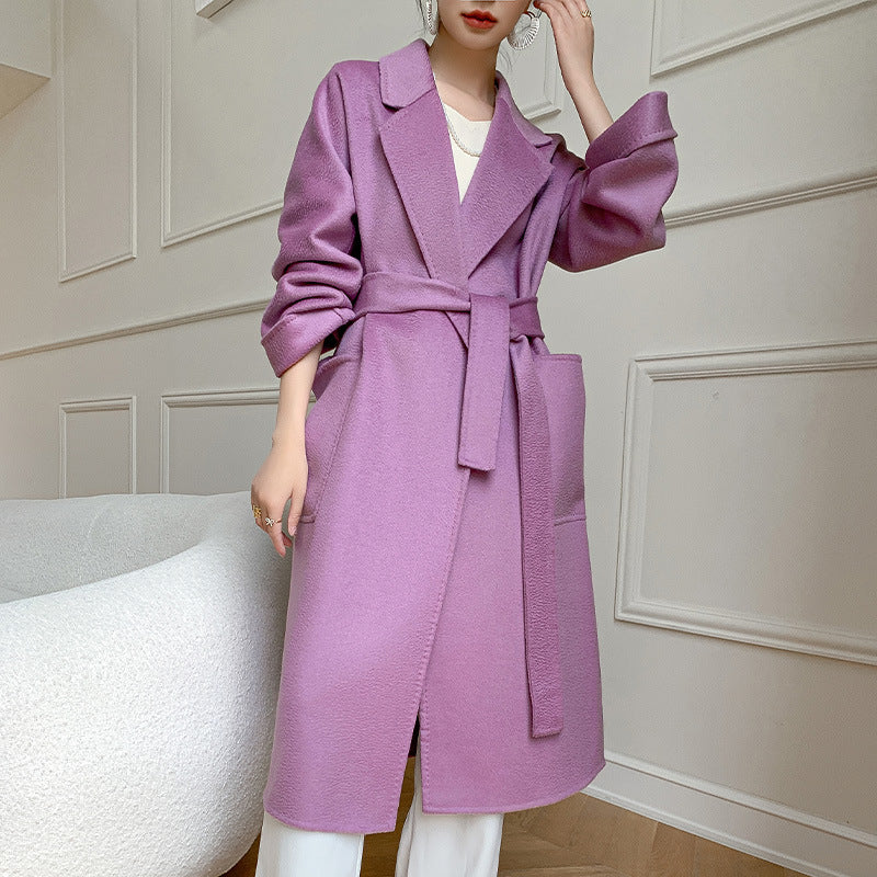 Reversible Cashmere Coat Women's Mid-length High-end Sense