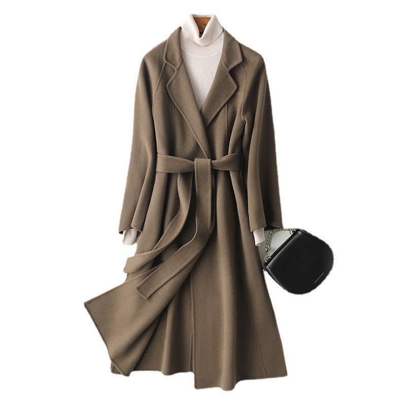 Reversible Cashmere Coat Women's Mid-length Loose Over Knee Coat