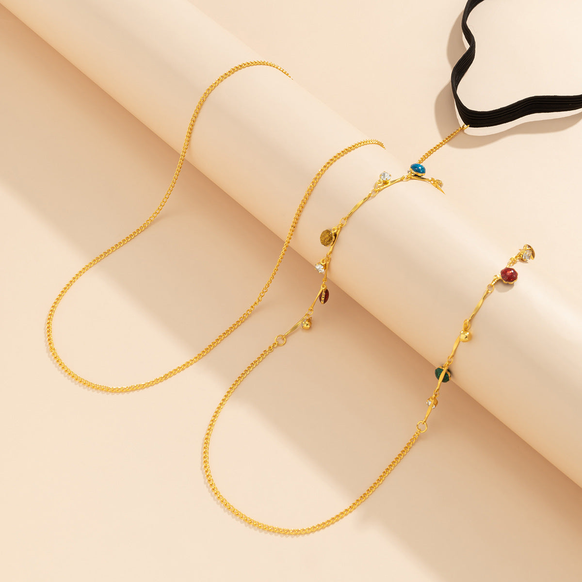 Colorful Chain Stretch Tassel Thigh Chain