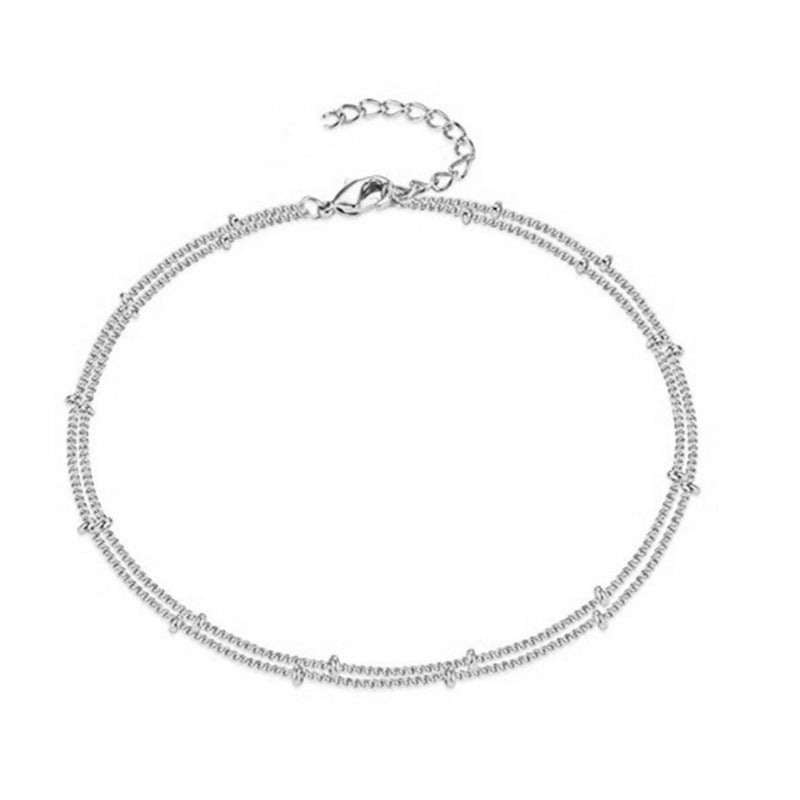 Bohemian Beach Style Simple Double-layer Clip Ball Anklet