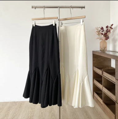 Women's Black High Waist Slimming Fishtail Skirt