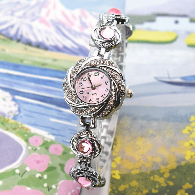 Chalcedony Women's Diamond Light Luxury Minority Bracelet Watch