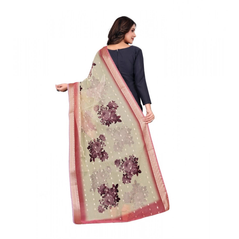 Women's chanderi silk  Printed Dupatta (Beige, Length: 2 Mtr)