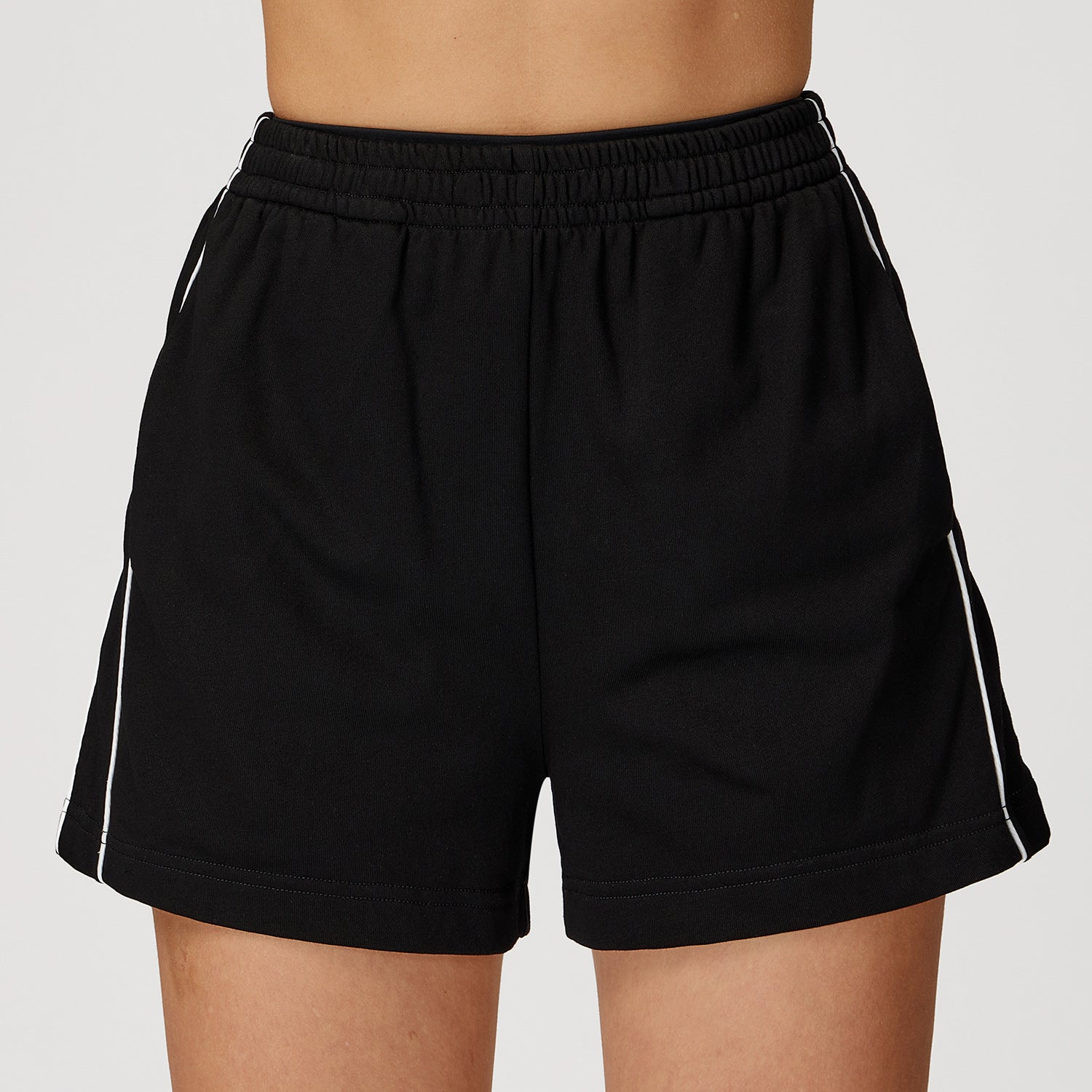 Contrast Color Sports Shorts High Waist Loose Straight Pocket