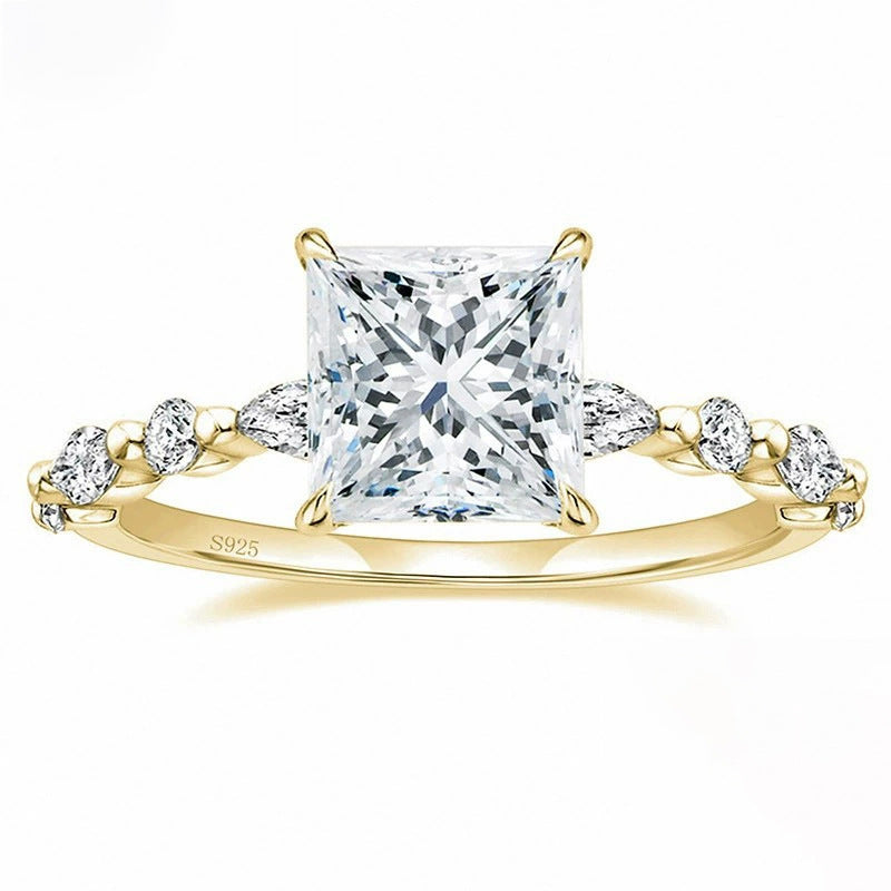Square Zircon Princess Cut Diamond Ring