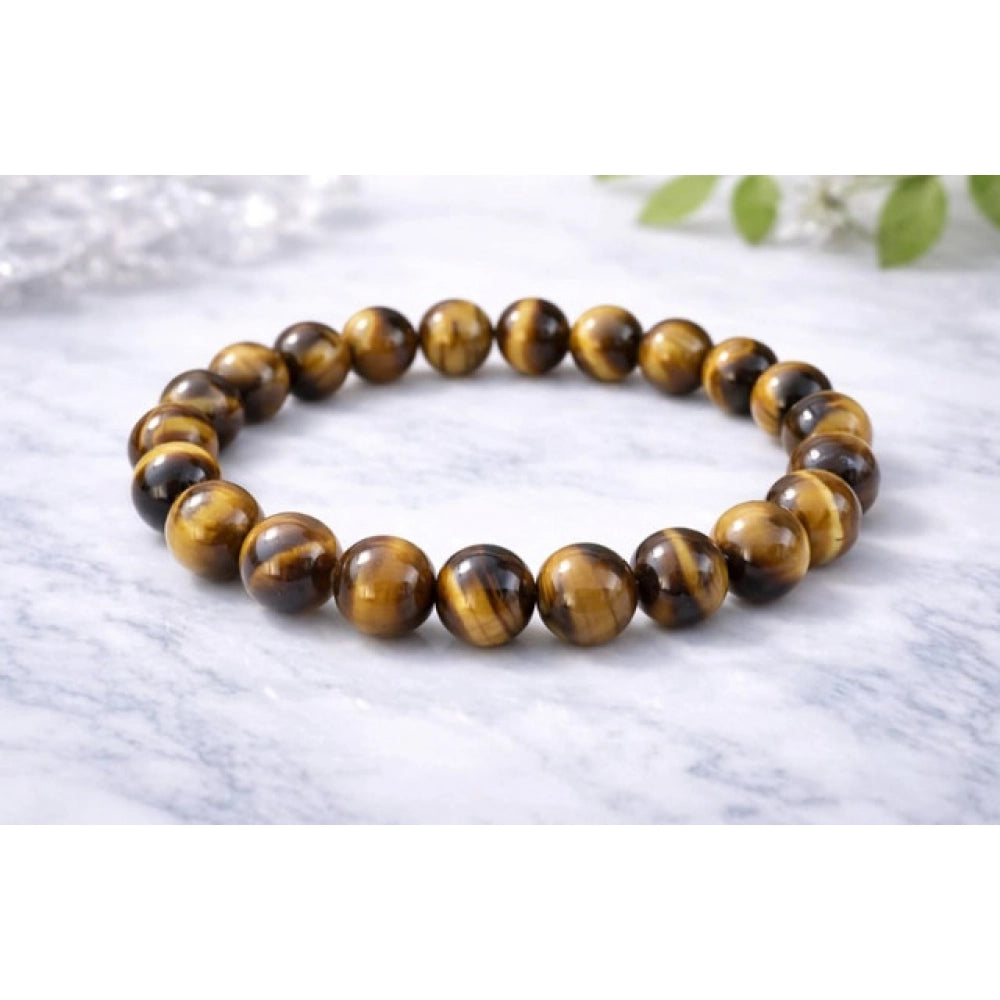 Natural Crystal 8mm Tiger Eye Bracelet  (Brown)