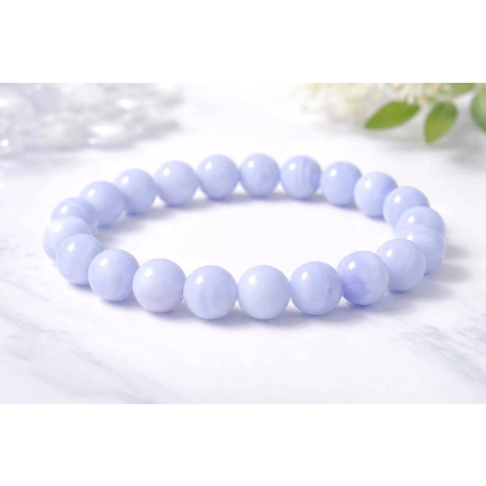 Natural Crystal 8mm Bluelace Agate Bracelet (Light Blue)