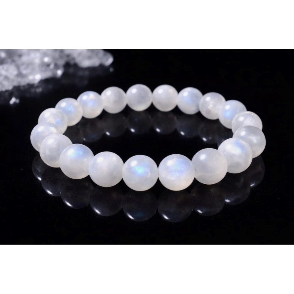 Natural Crystal 8mm Moonstone Bracelet (White)