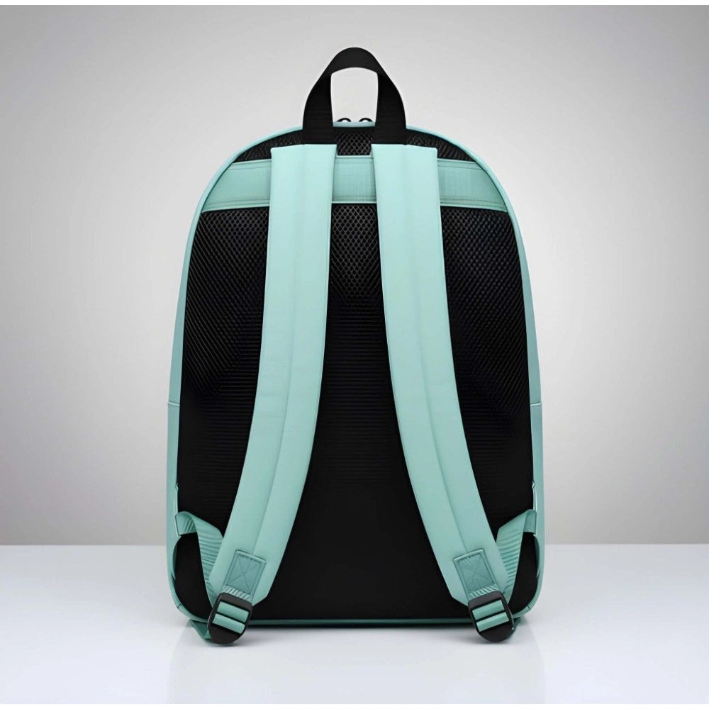 Unisex PU Leather Solid Medium Zipper Backpack (Green)