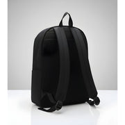 Unisex PU Leather Solid Medium Zipper Backpack (Black)