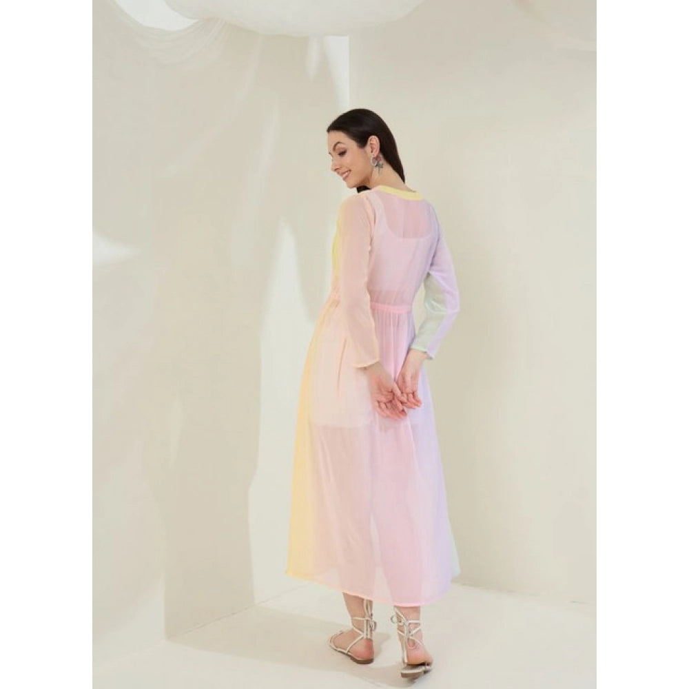 Women's Georgette Ombre Short Sleeve Shrug (Multicolor)