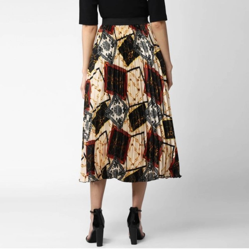 Women's Satin Pleated Elasticated Skirt (Multicolor)