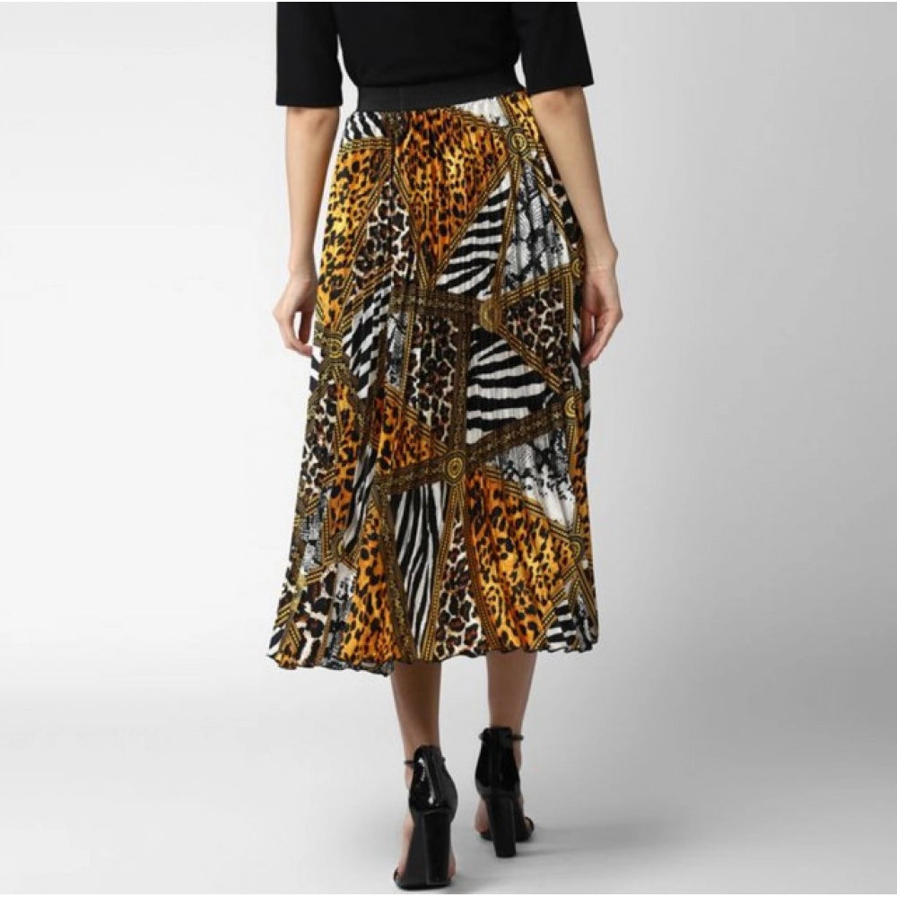 Women's Satin Pleated Elasticated Skirt (Multicolor)