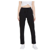 Women's Cotton Solid Elasticated Track Pants (Black)