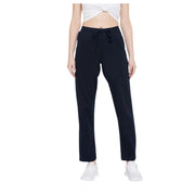 Women's Cotton Solid Elasticated Track Pants (Navy)