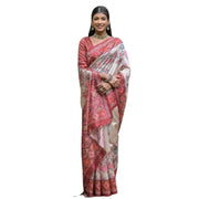 Women's Faux_Tussar Floral Jal With Patola Print Saree With Unstitched Blouse 5.5Mtr (Maroon)