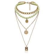 Retro Portrait Jewelry Necklace Women Sweater Chain