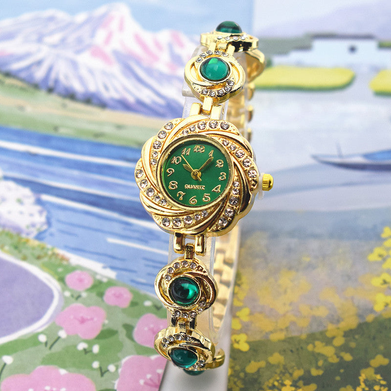 Chalcedony Women's Diamond Light Luxury Minority Bracelet Watch