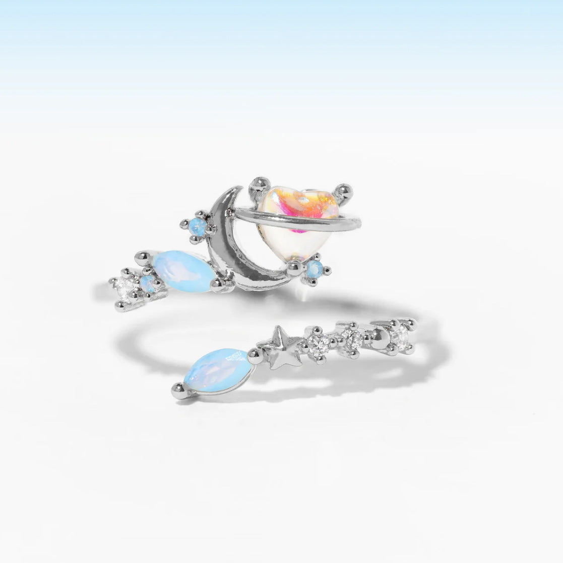 New Ins Style Heart-shaped Open Adjustable Ring