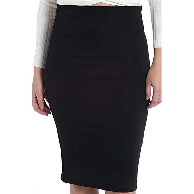 Double-layer Sheath Business Wear High Waist A- Line Skirt