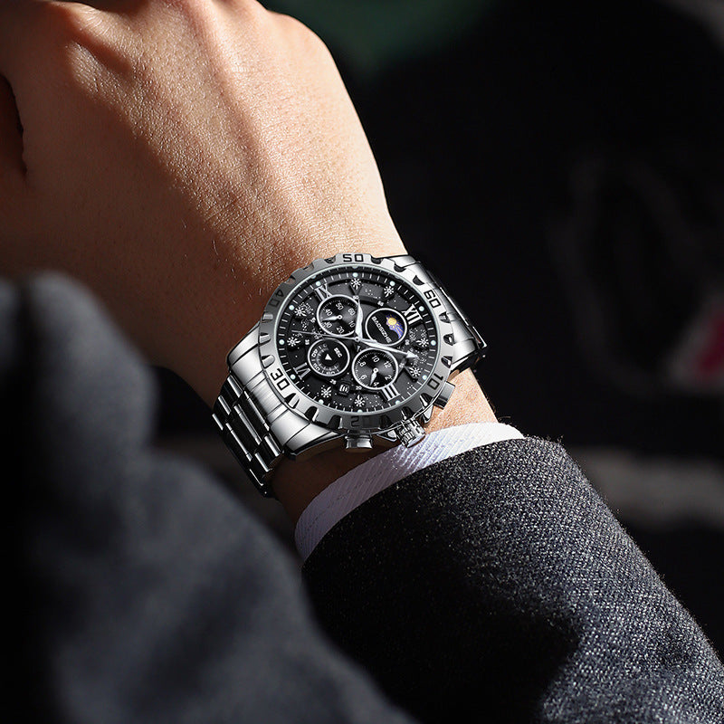 Automatic Non-mechanical Watch Steel Belt Waterproof Quartz Watch Men's Watch