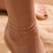 Bohemian Beach Style Simple Double-layer Clip Ball Anklet