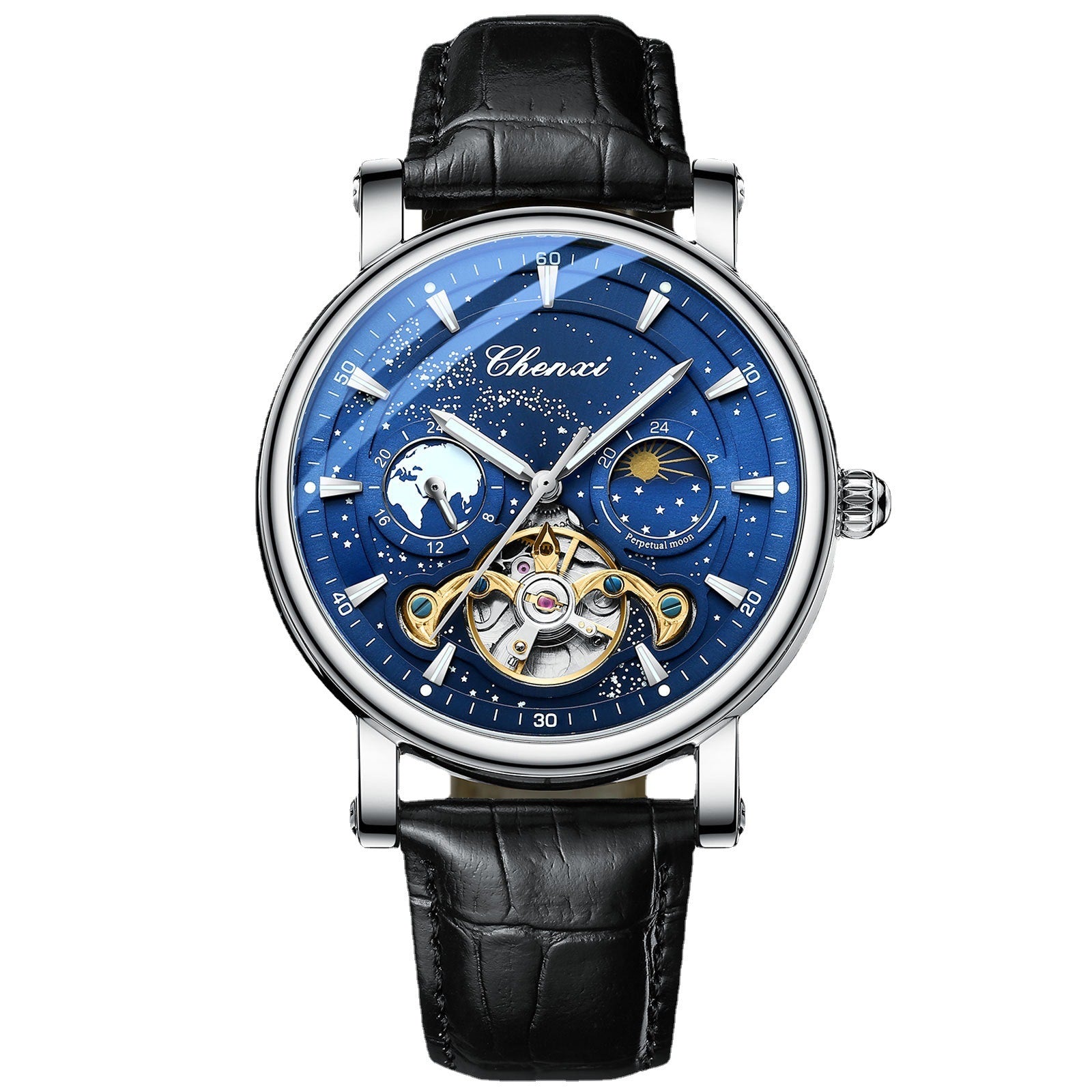 Xinghe Moon Phase Hollow Tourbillon Mechanical Watch Luminous