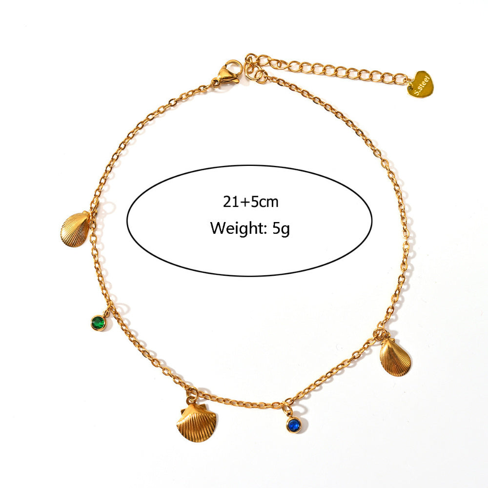 Fashion Trend Irregular Natural Stone Titanium Steel Anklet