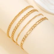 Retro Creative Snake Chain Anklet Four-piece Set