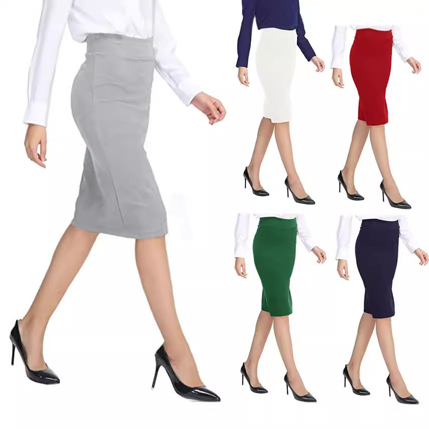 Double-layer Sheath Business Wear High Waist A- Line Skirt