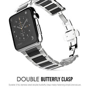 Universal Stainless Steel And Black Ceramics Apple Stainless Steel Strap