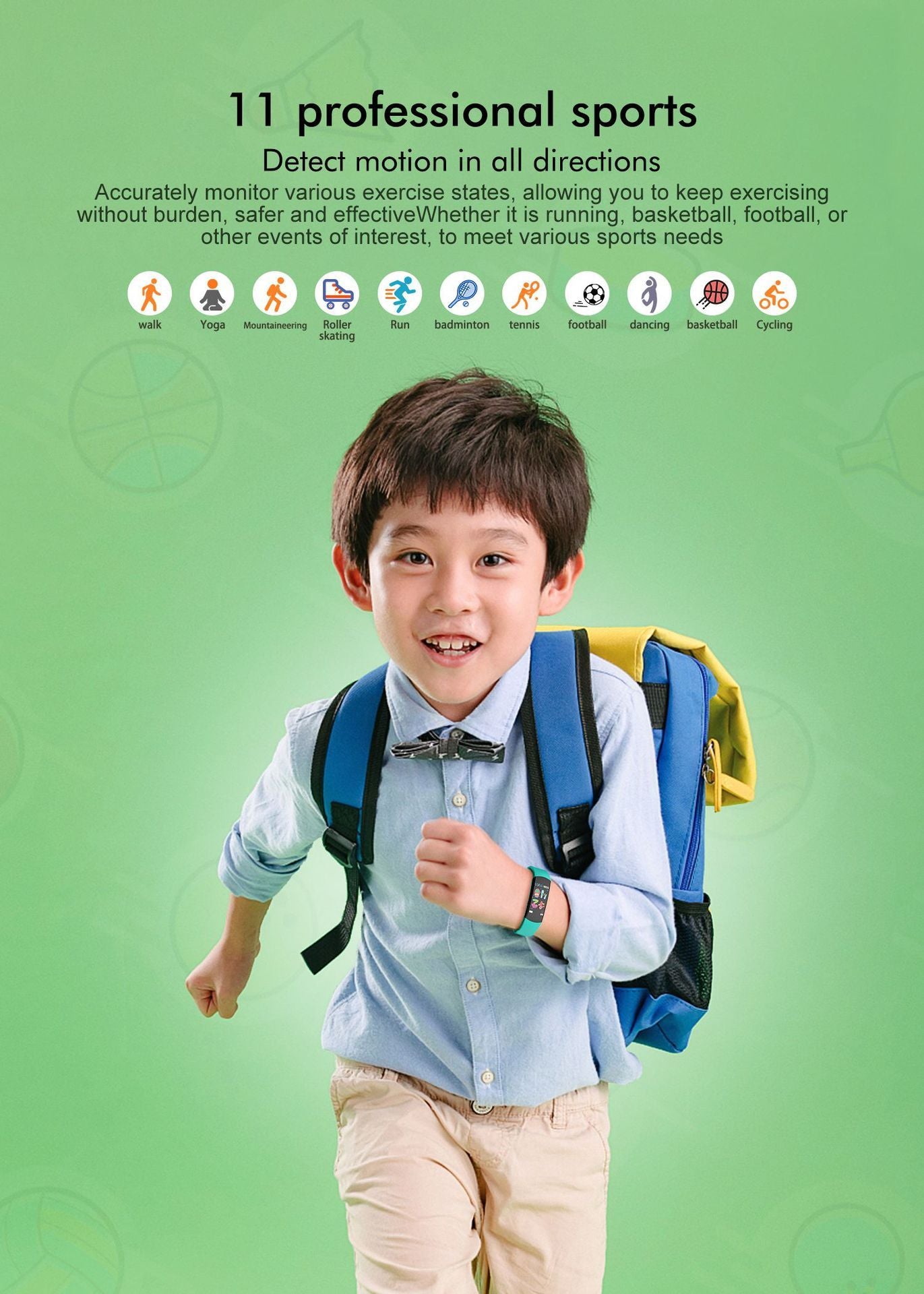 Children's Bracelet Heart Rate Blood Oxygen Monitoring Outdoor Exercise Step Counter