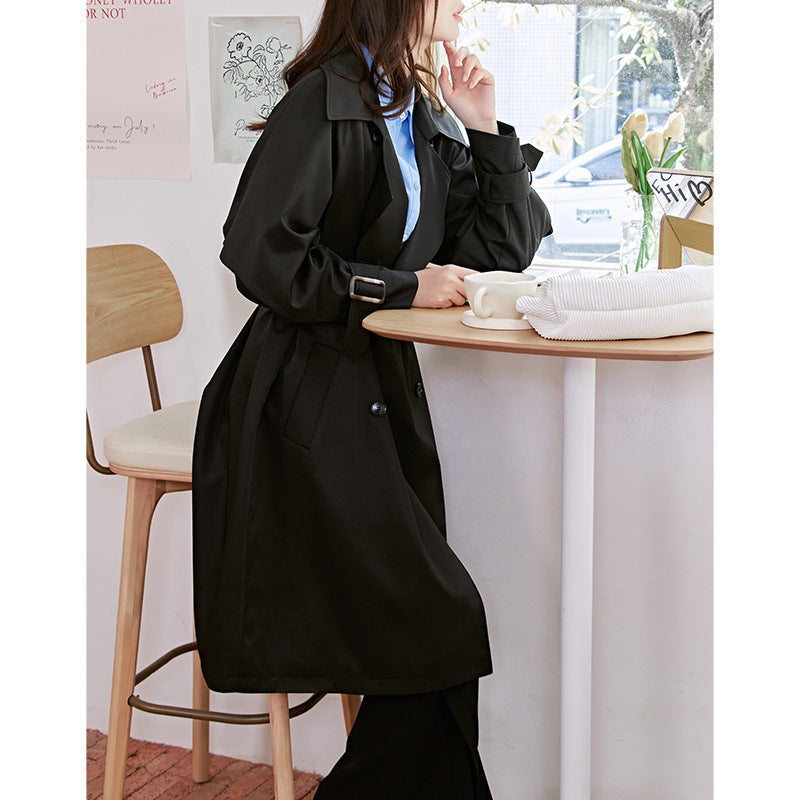 Women's British Style Retro Classic Trench Coat Mid Length
